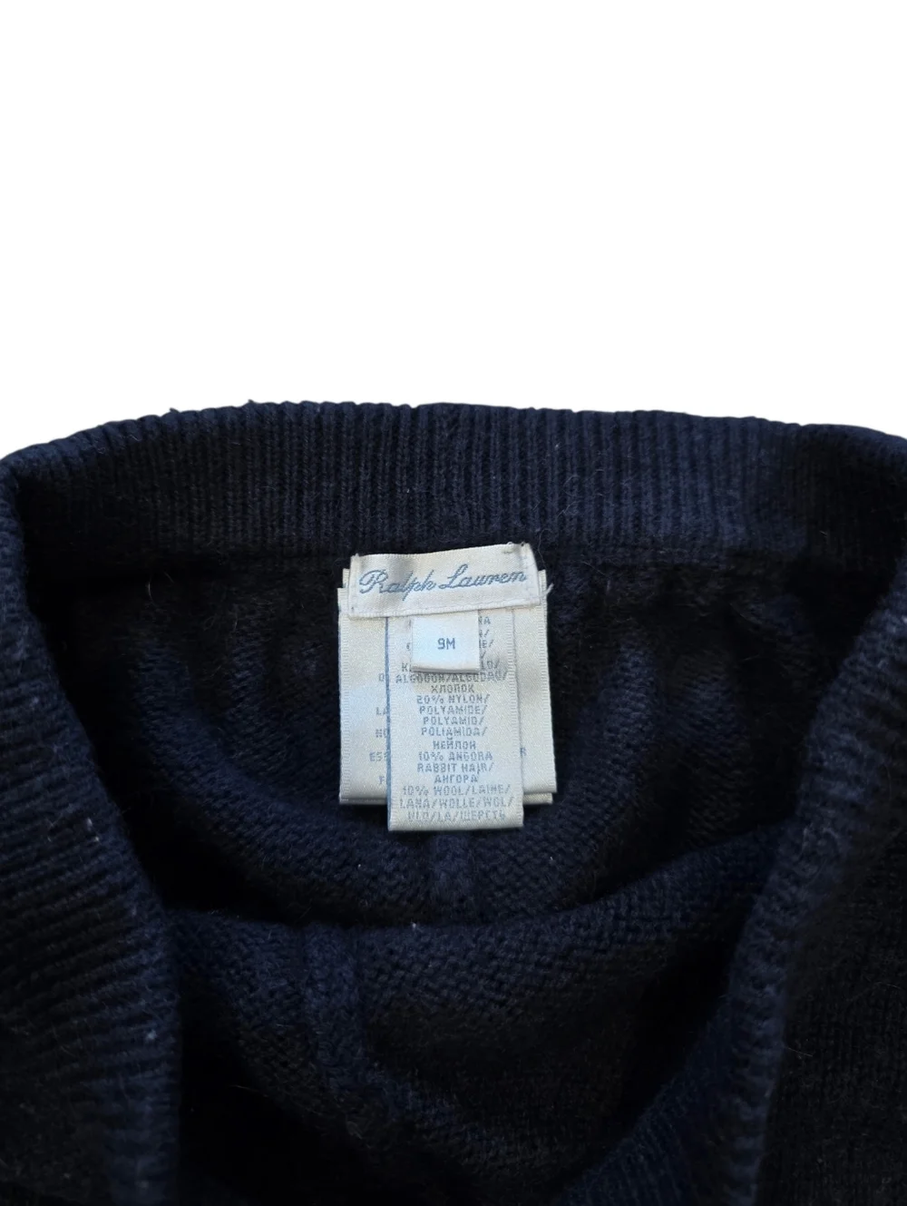 Ralph Lauren Navy Baby Knit Shorts with White Fair Isle Accent 9 Months